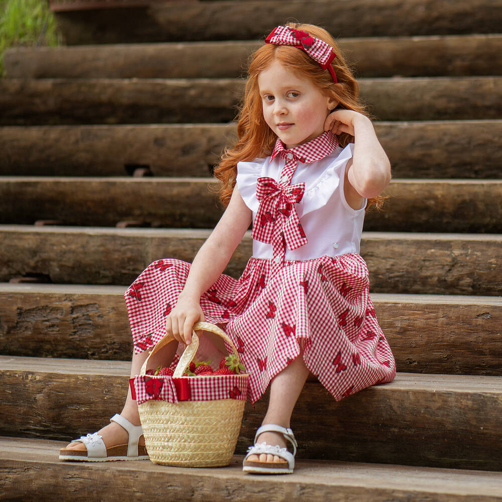 Red gingham girls dress cheap
