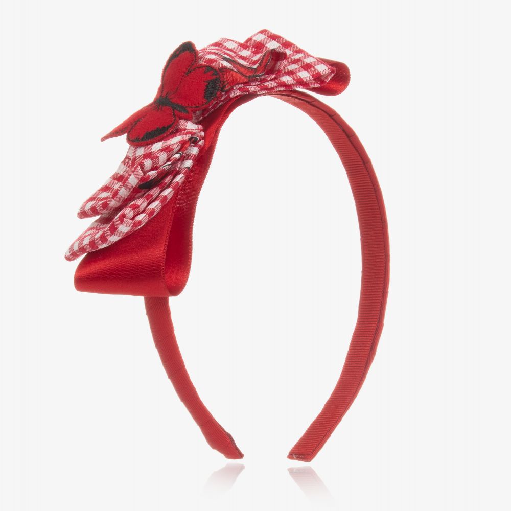 Piccola Speranza - Girls Red Gingham Hairband | Childrensalon