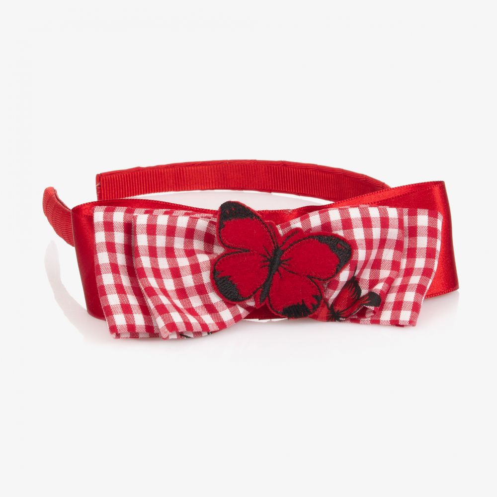 Piccola Speranza-Girls Red Gingham Hairband | Childrensalon Outlet