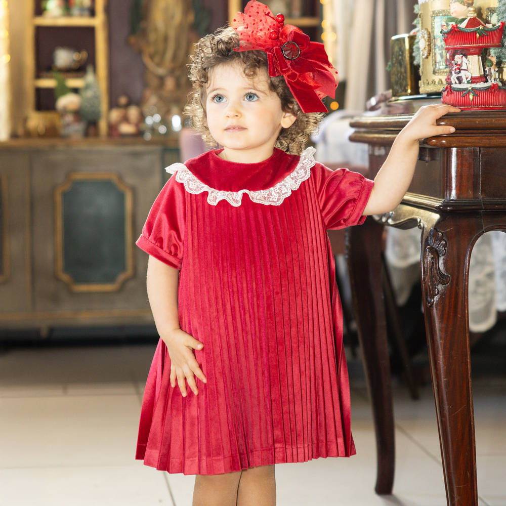 Piccola Speranza-فستان مخملي أحمر للبنات | Childrensalon Outlet