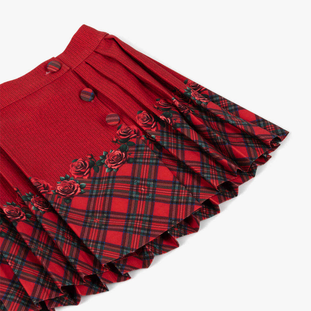 Piccola Speranza-Юбка в клетку с красными розами для девочек | Childrensalon Outlet