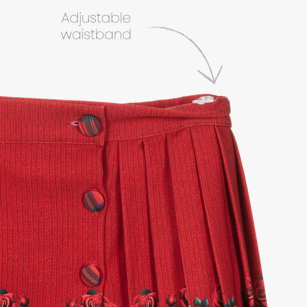 Piccola Speranza-Юбка в клетку с красными розами для девочек | Childrensalon Outlet