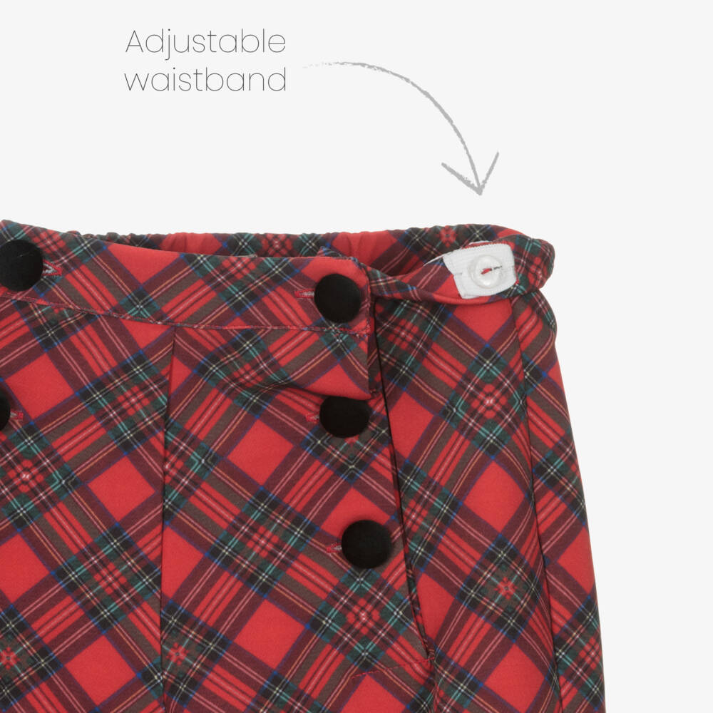 Piccola Speranza-بنطلون كلاسيكي بنقشة الترتان الأحمر للبنات | Childrensalon Outlet