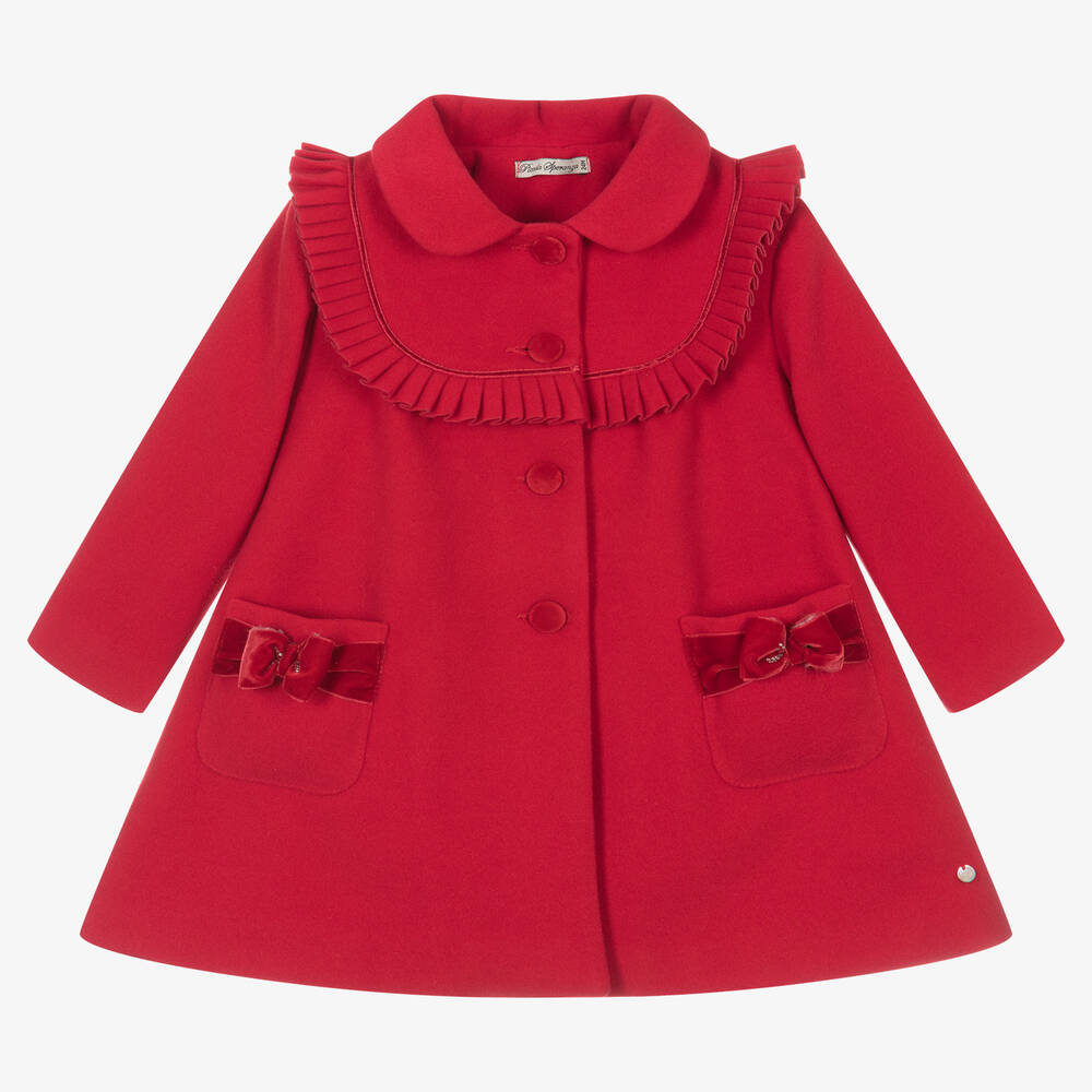 Piccola Speranza - Manteau rouge plissé classique | Childrensalon