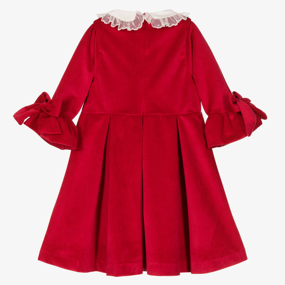Piccola Speranza-فستان مخمل لون أحمر | Childrensalon Outlet