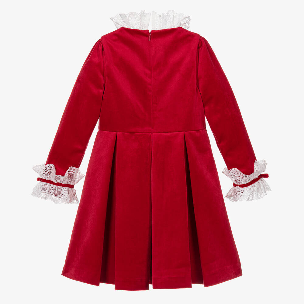Piccola Speranza-Girls Red Velvet Pleated Dress | Childrensalon Outlet