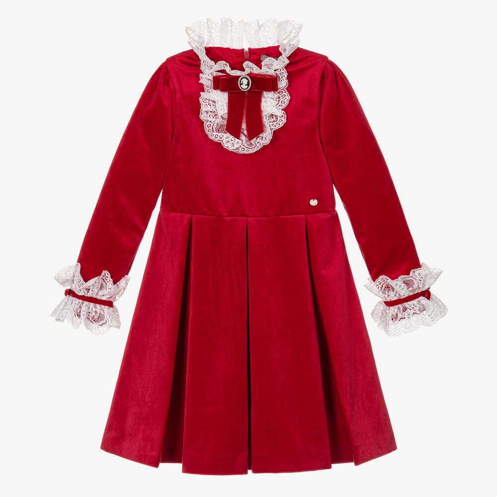 Piccola Speranza - Rotes Samtkleid mit Faltenrock | Childrensalon