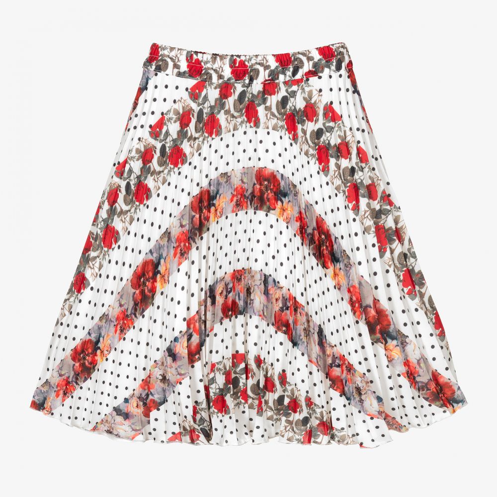 Piccola Speranza-Girls Red & White Floral Skirt | Childrensalon Outlet