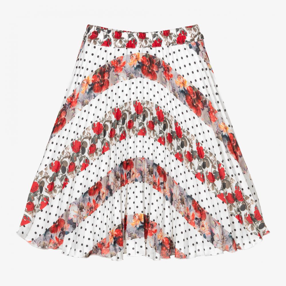 Piccola Speranza - Girls Red & White Floral Skirt | Childrensalon