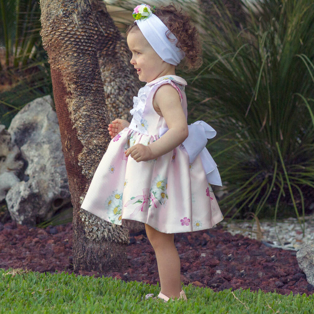 Piccola Speranza-Girls Satin Pink Floral Dress | Childrensalon Outlet