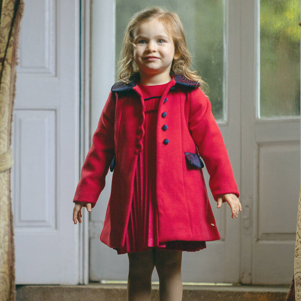 Piccola Speranza-Girls Scarlet Felted Overcoat | Childrensalon Outlet