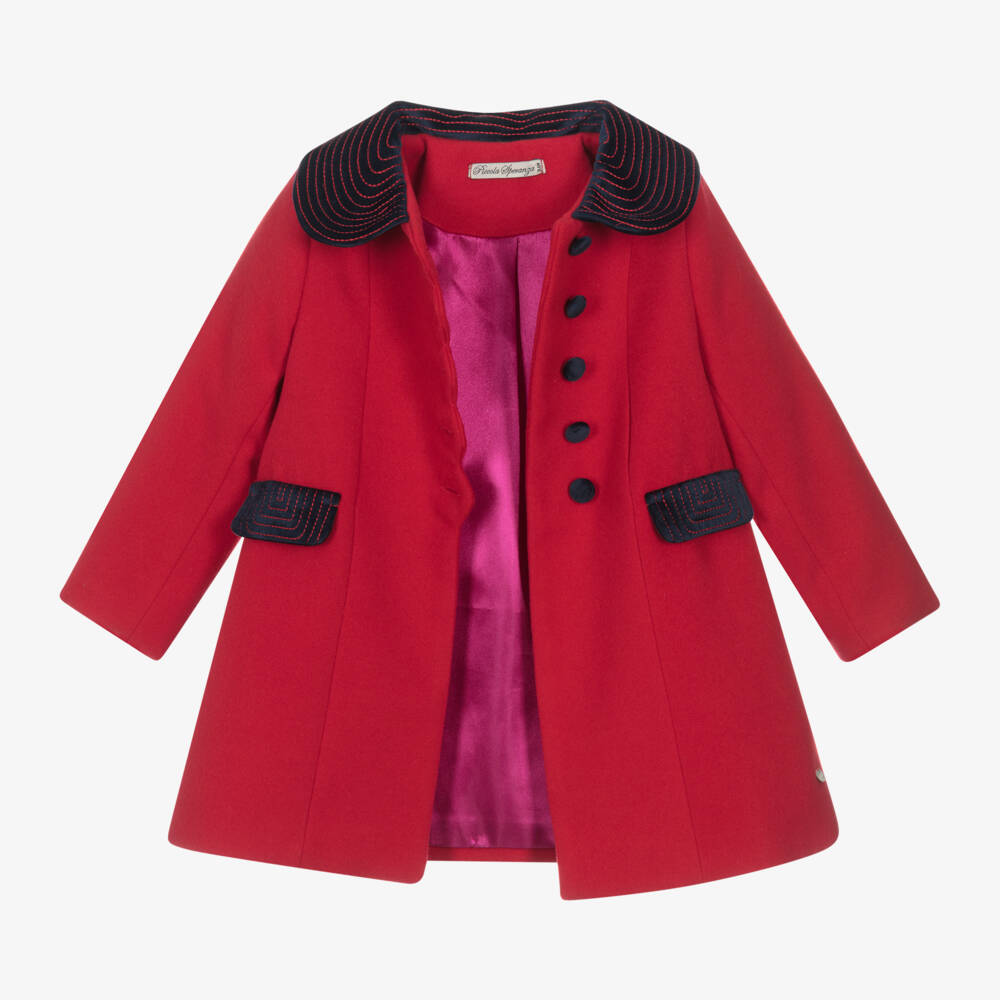 Piccola Speranza-Girls Scarlet Felted Overcoat | Childrensalon Outlet