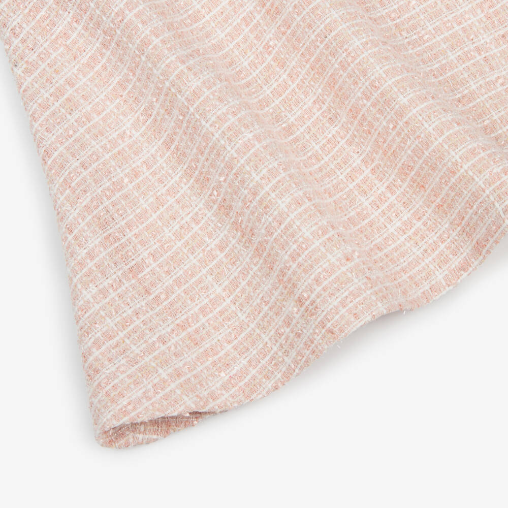 Piccola Speranza-Girls Shimmery Pink Tweed Pinafore Dress Set | Childrensalon Outlet