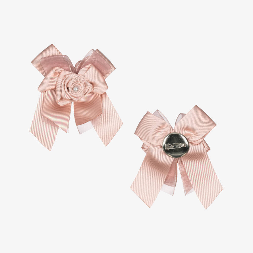 Piccola Speranza-Girls Shimmery Pink Tweed Pinafore Dress Set | Childrensalon Outlet