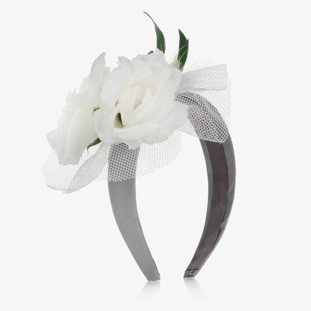 Piccola Speranza - Girls Silver Flower Hairband | Childrensalon