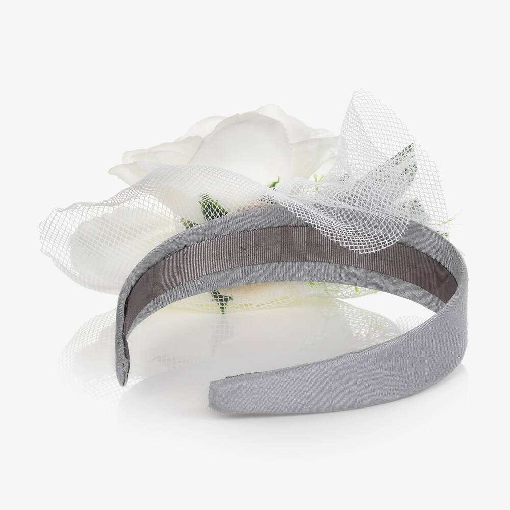 Piccola Speranza-Girls Silver Flower Hairband | Childrensalon Outlet