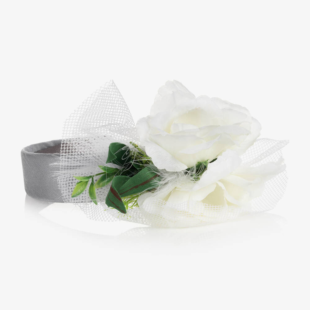 Piccola Speranza-Girls Silver Flower Hairband | Childrensalon Outlet