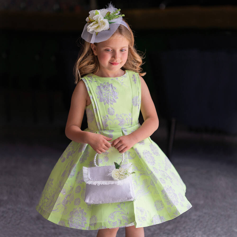 Piccola Speranza-Girls Silver Flower Handbag (21cm) | Childrensalon Outlet