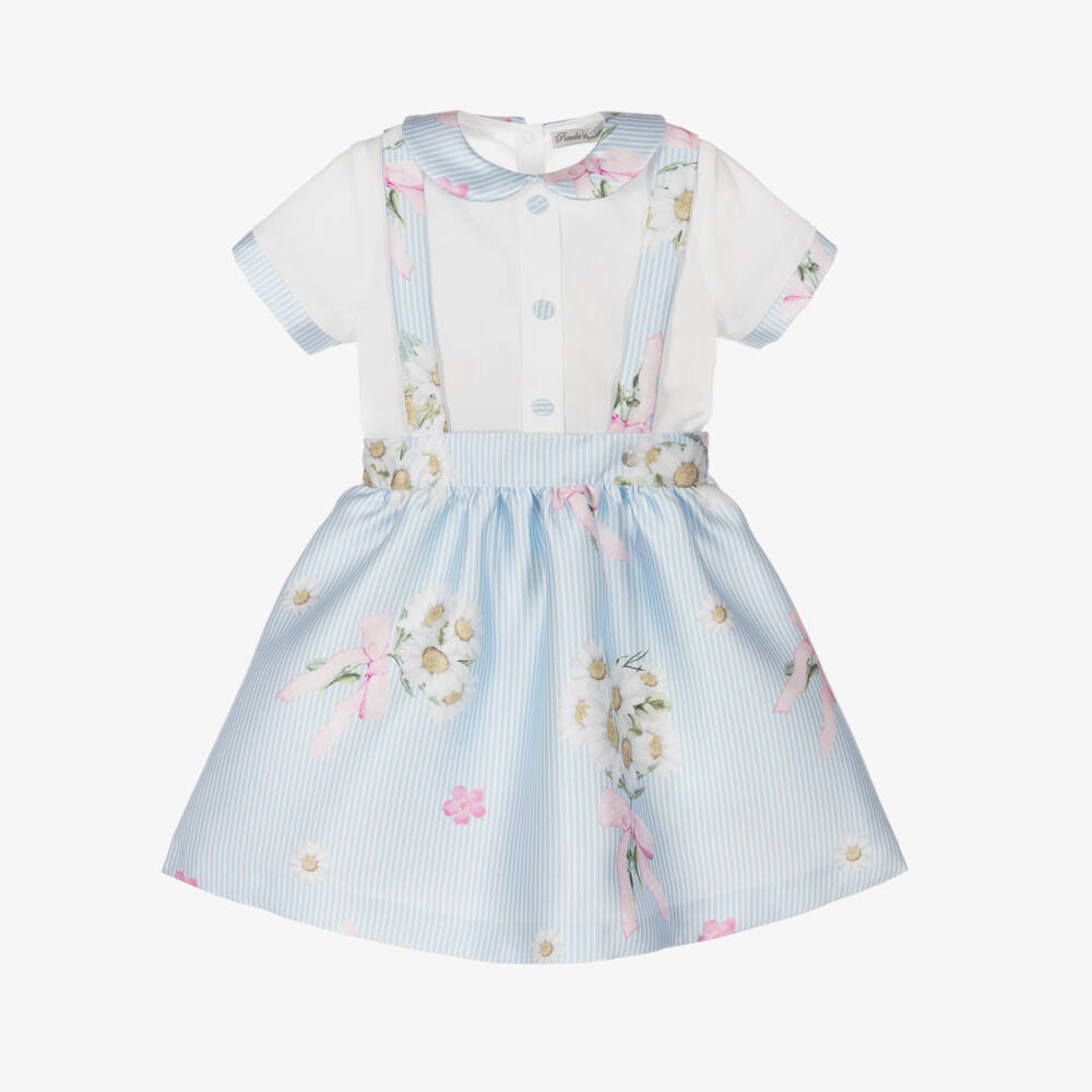 Piccola Speranza-تنورة مزدوجة للبنات بخطوط وزهور | Childrensalon Outlet