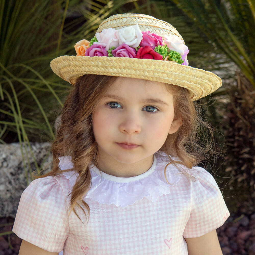 Piccola Speranza-Girls Sun Hat with Pink Bow | Childrensalon Outlet