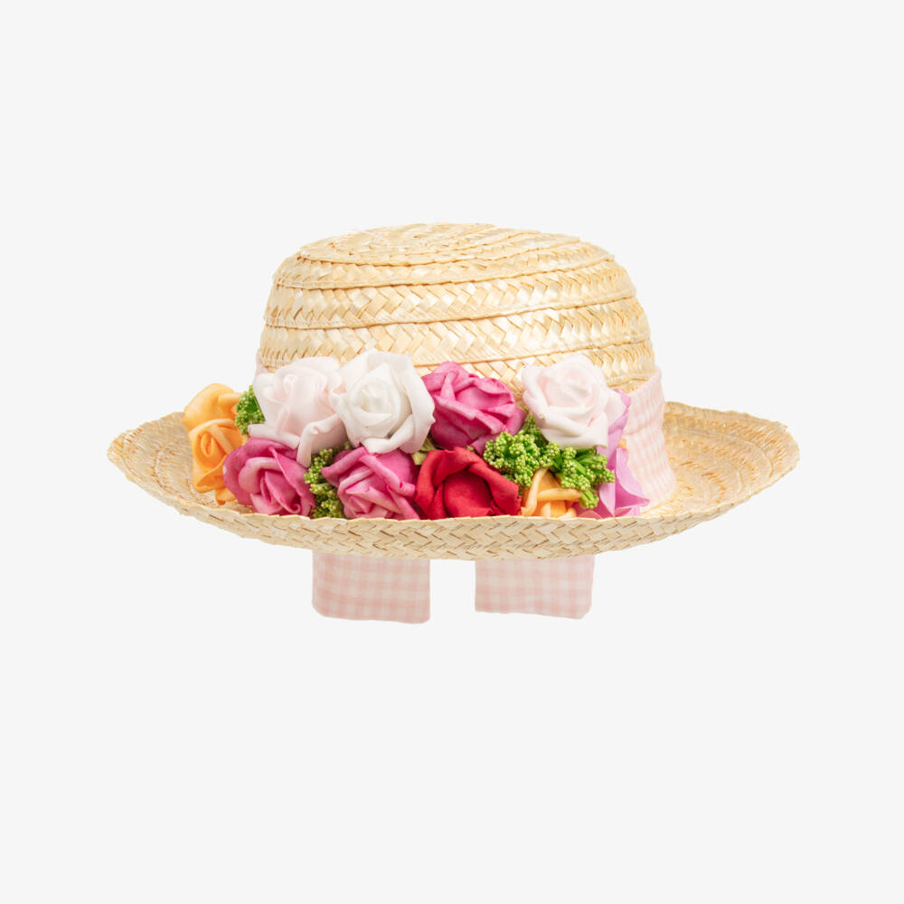 Piccola Speranza-Girls Sun Hat with Pink Bow | Childrensalon Outlet