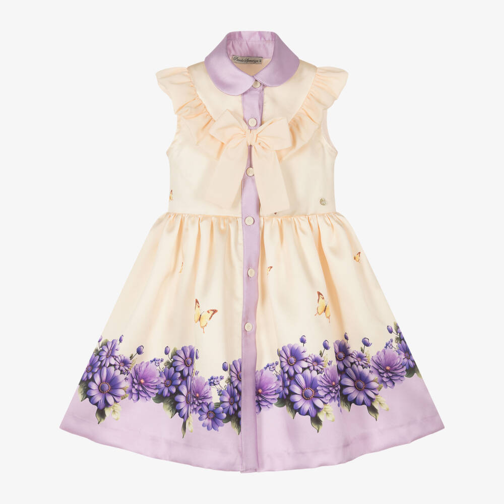 Piccola Speranza-Girls Sunshine Satin Floral Dress | Childrensalon Outlet