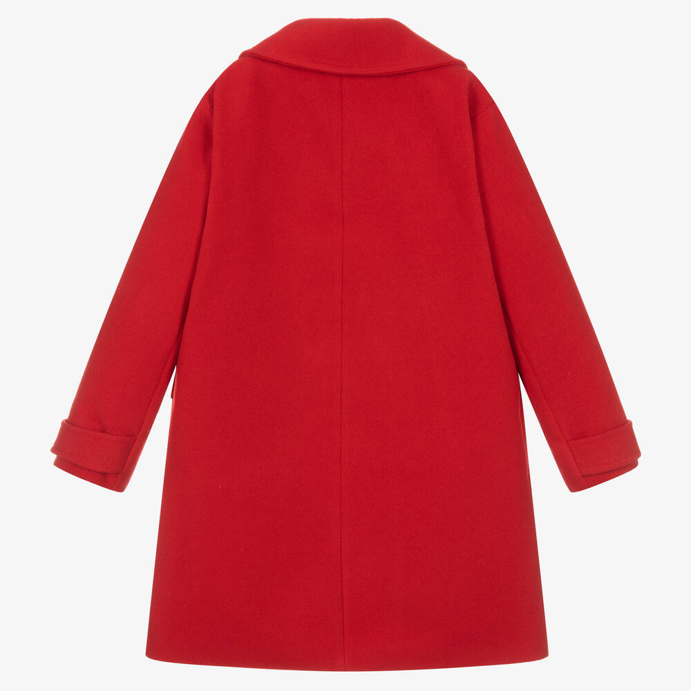 بيكولا سبيرانزا-معطف كلاسيكي مزيج فيسكوز لون أحمر للبنات | Childrensalon Outlet