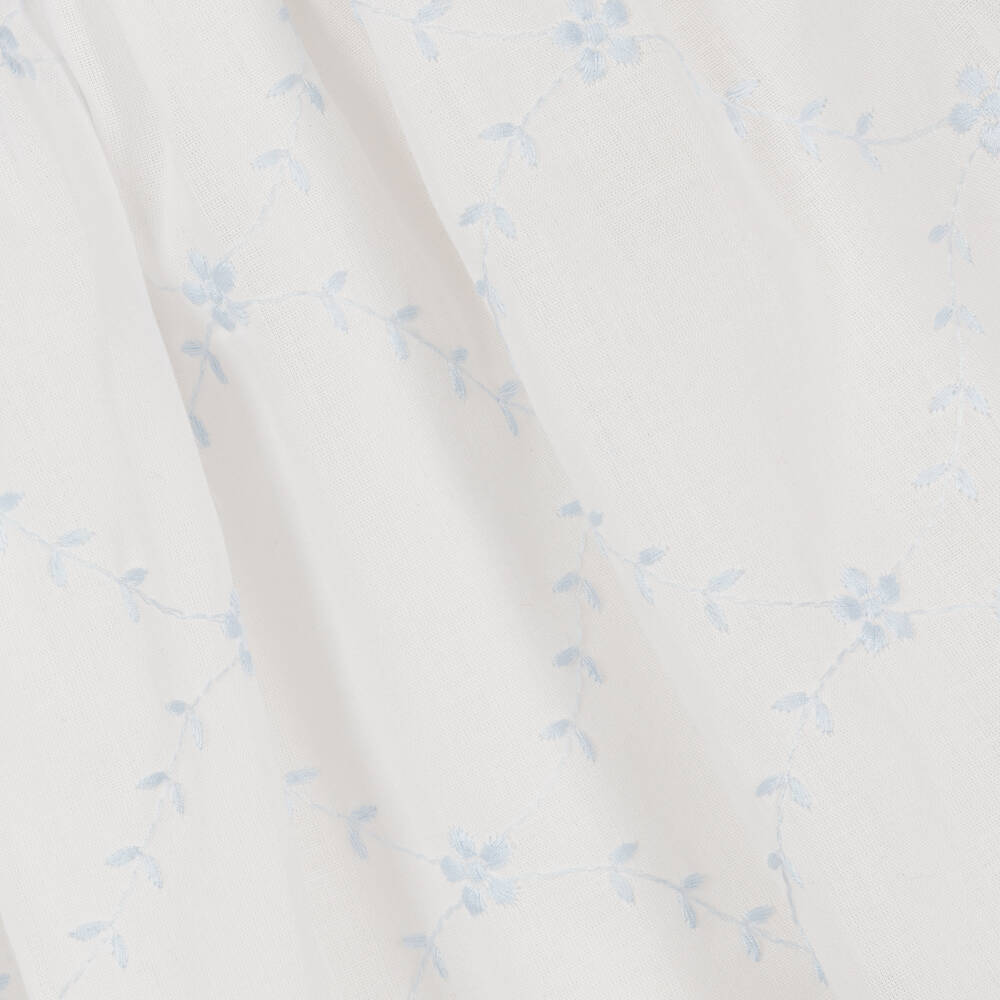 Piccola Speranza-Бело-голубое хлопковое платье с вышивкой | Childrensalon Outlet