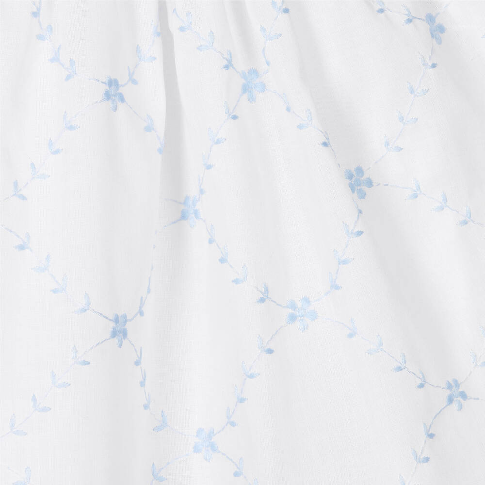 Piccola Speranza-Girls White & Blue Floral Dress | Childrensalon Outlet