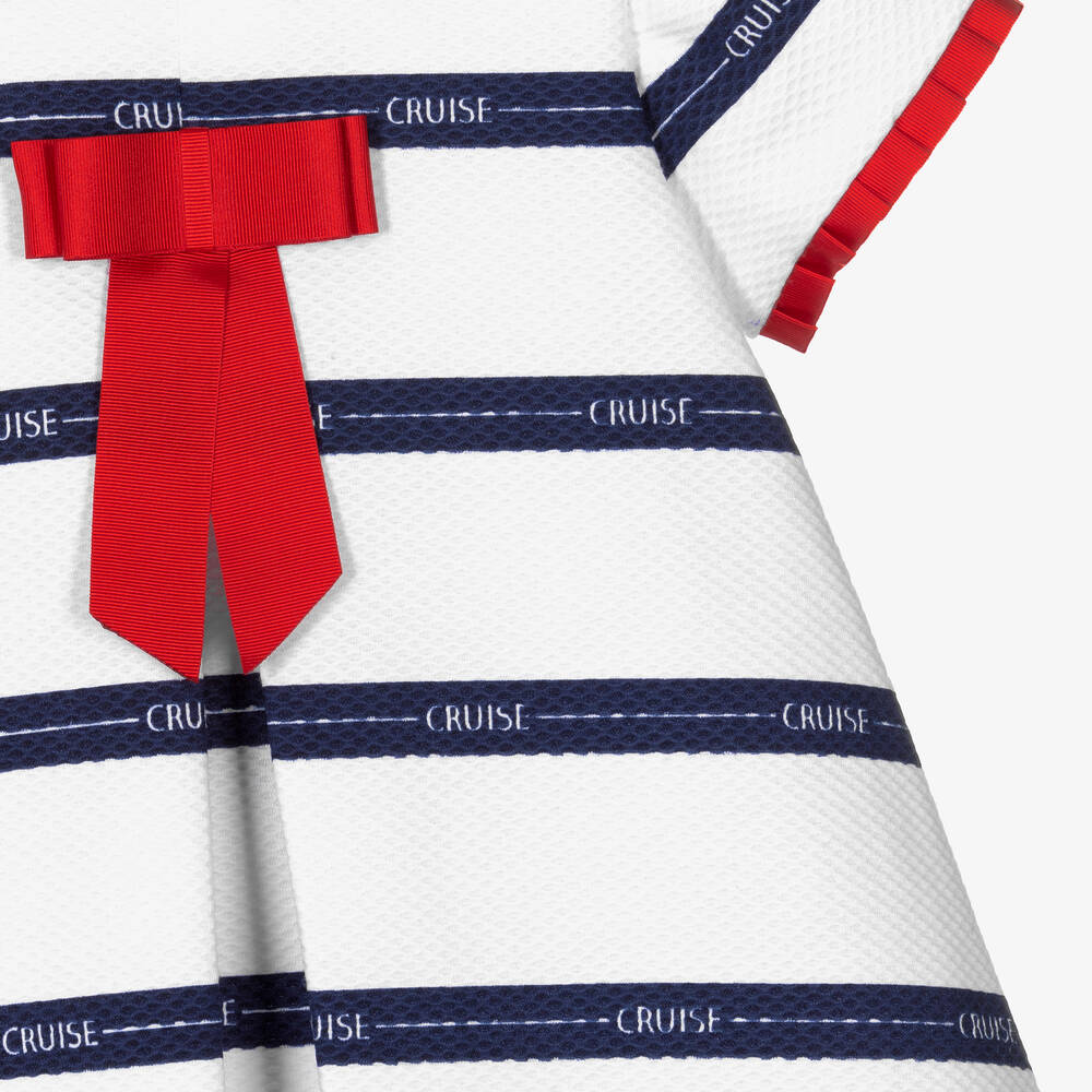 Piccola Speranza-Girls White & Blue Nautical Dress | Childrensalon Outlet
