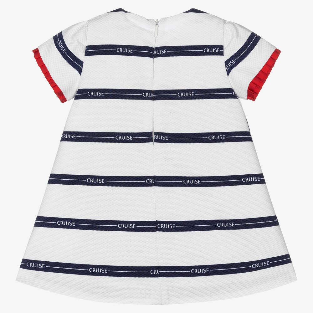 Piccola Speranza-Girls White & Blue Nautical Dress | Childrensalon Outlet