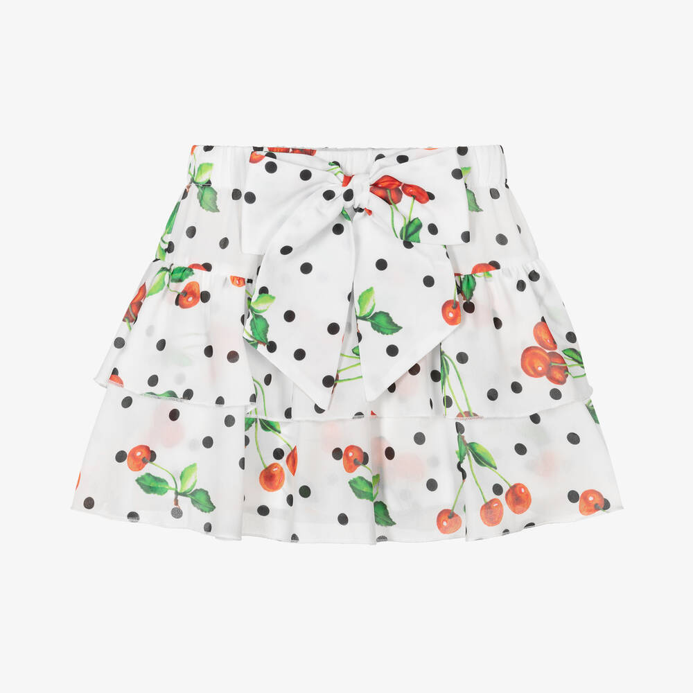 Piccola Speranza - Белая шифоновая юбка-шорты с вишнями | Childrensalon