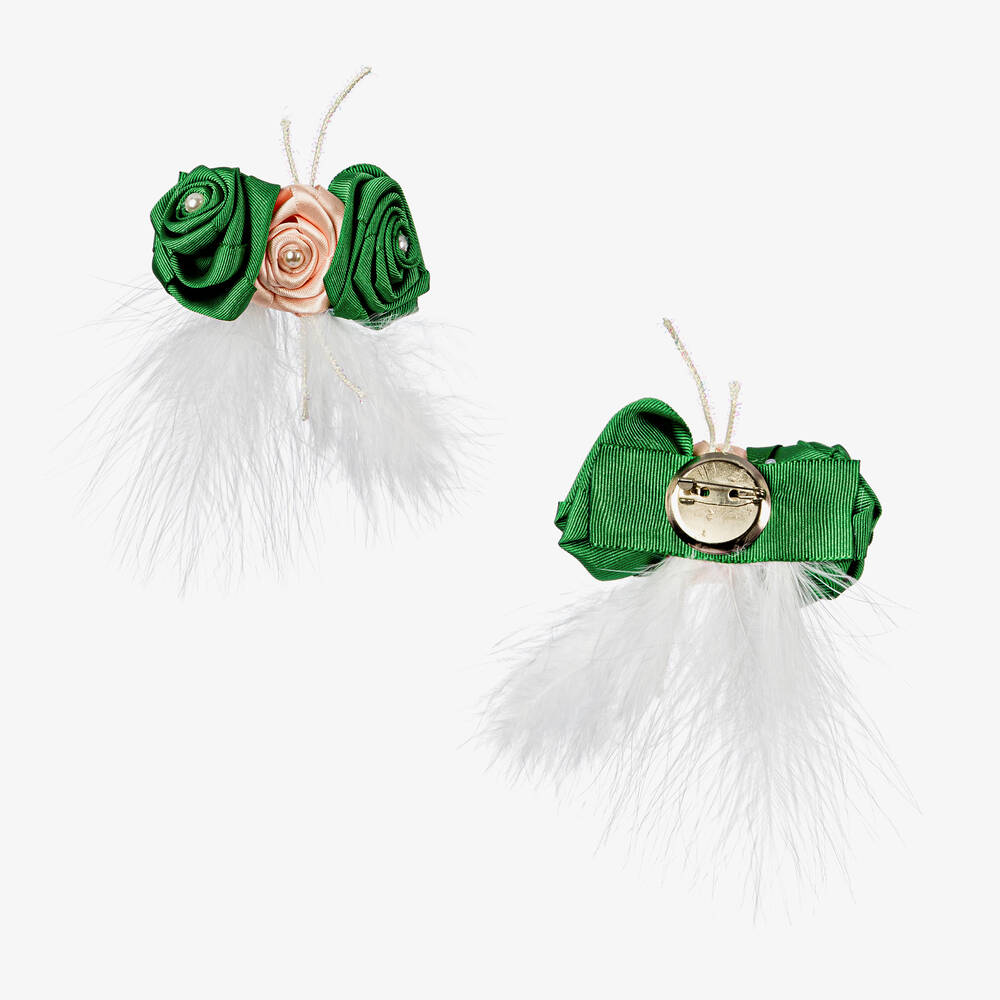 Piccola Speranza-بلوز قطن بوبلين وبروش ساتان لون أبيض للبنات | Childrensalon Outlet