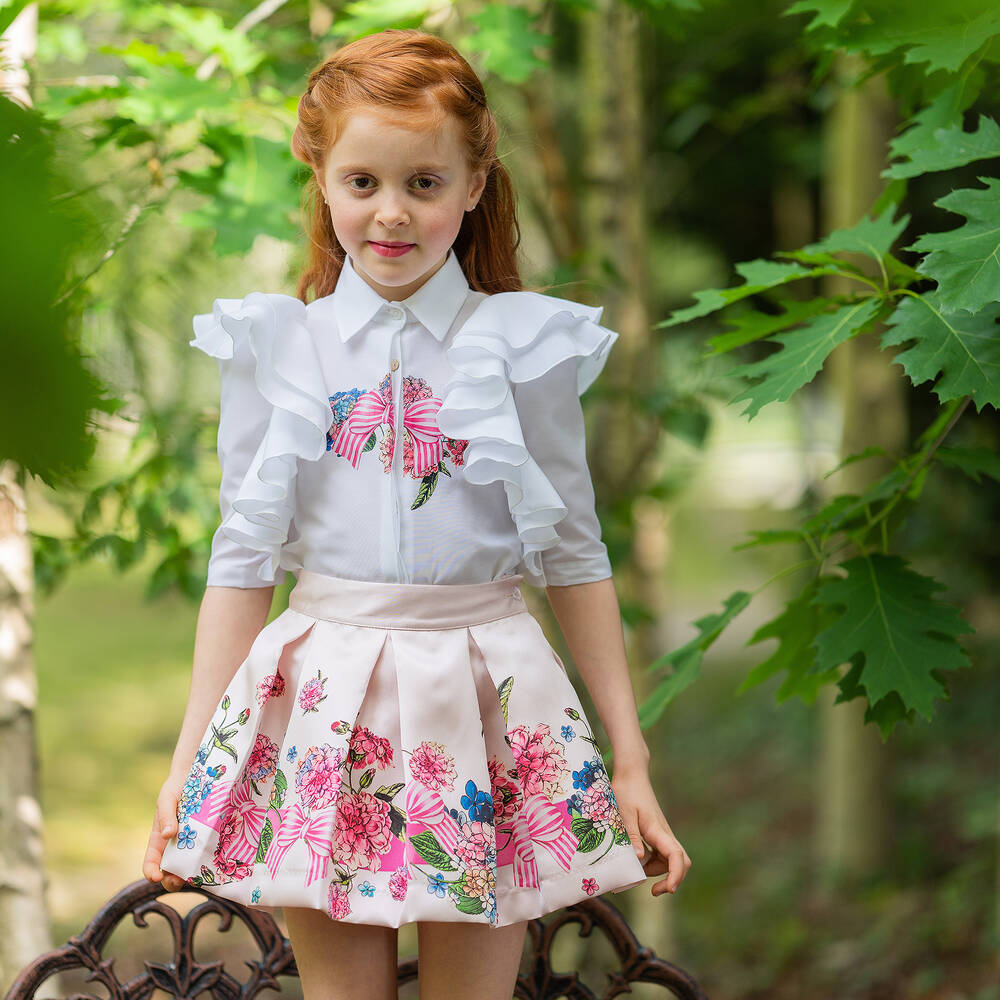 Girls white ruffle top new arrivals