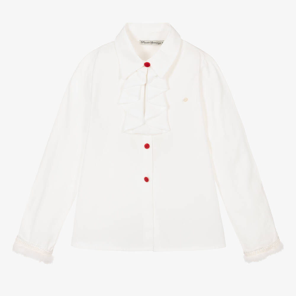 Piccola Speranza - Белая хлопковая блузка с рюшами | Childrensalon