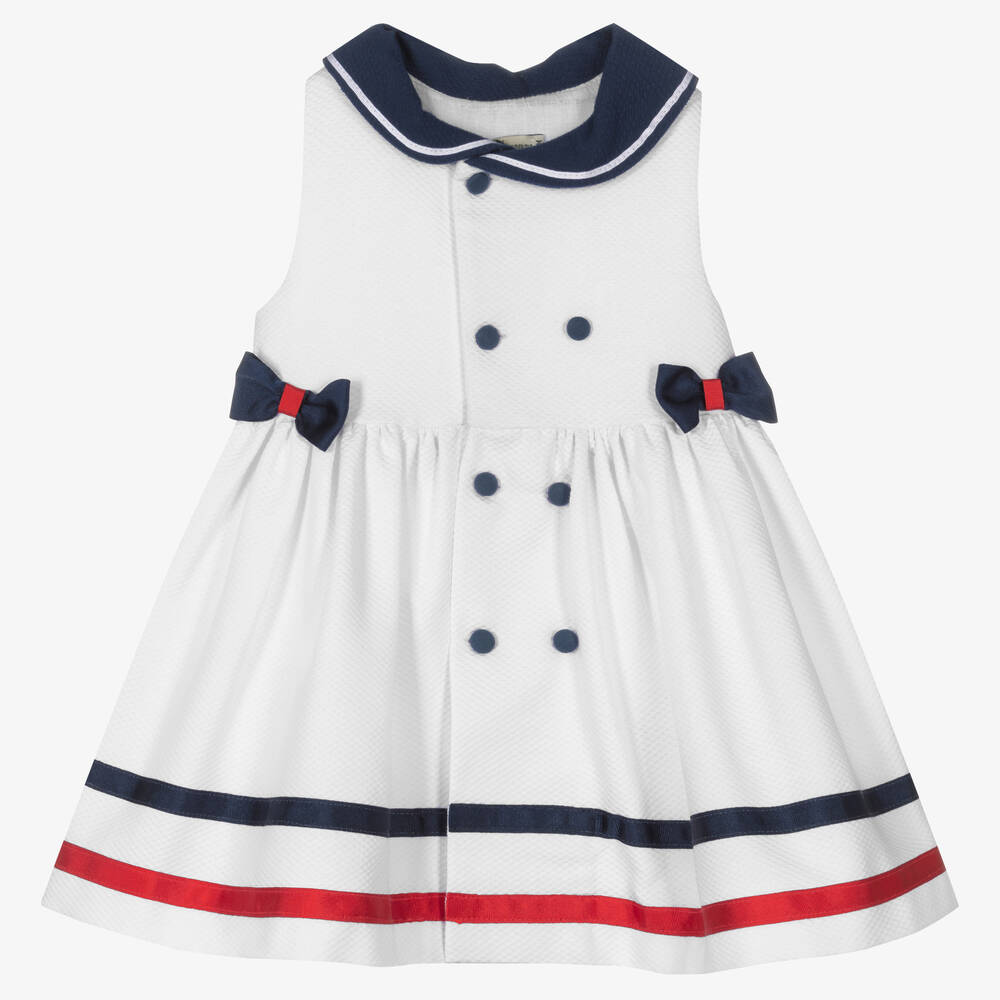 Robe blanche style marin fille