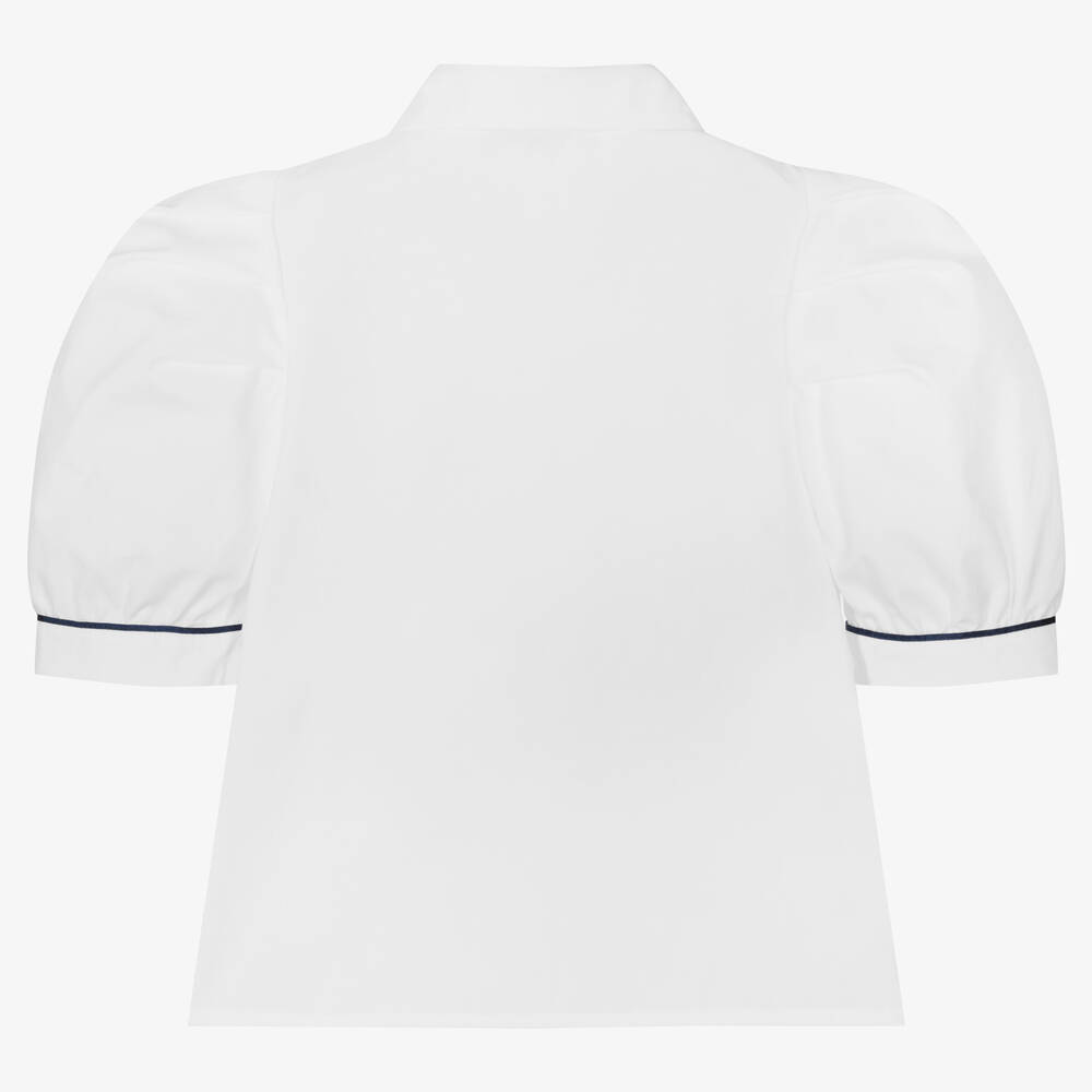 Piccola Speranza-Girls White Cotton Strawberry Shirt | Childrensalon Outlet