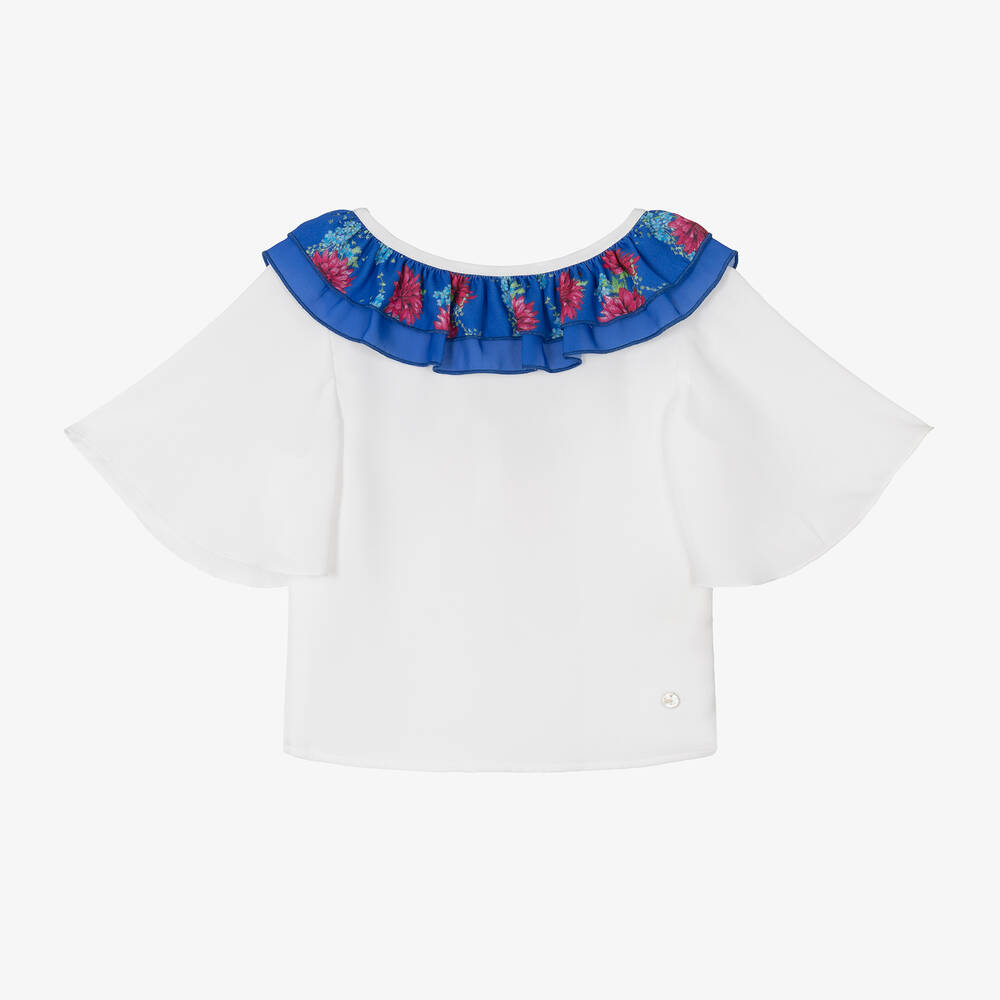 Piccola Speranza-Girls White Crêpe Chiffon Blouse | Childrensalon Outlet
