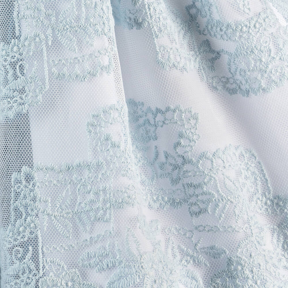 Piccola Speranza-فستان أطفال بناتي قطن وتول مطرز لون أبيض | Childrensalon Outlet