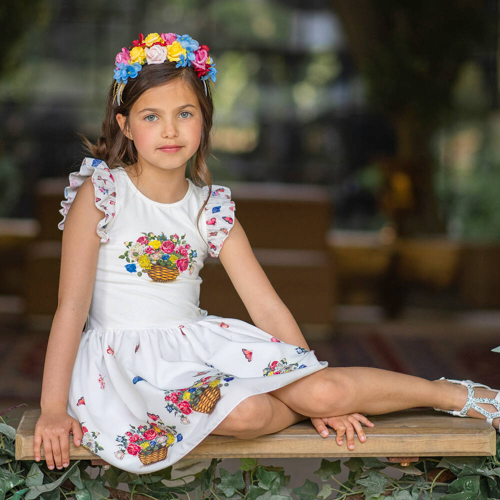 Piccola Speranza-Girls White Floral Dress | Childrensalon Outlet