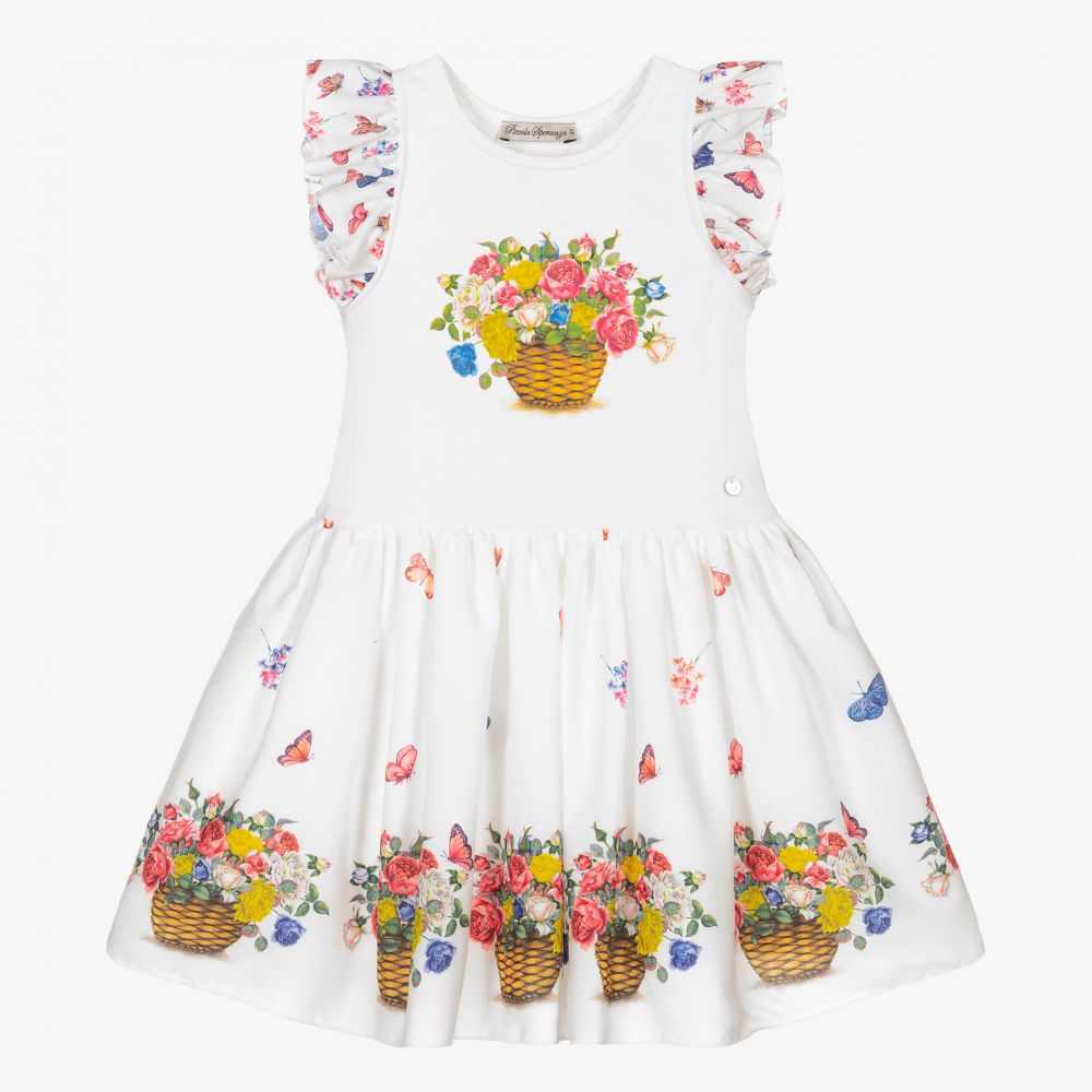 Piccola Speranza - Weißes Kleid mit Blumen-Print (M) | Childrensalon