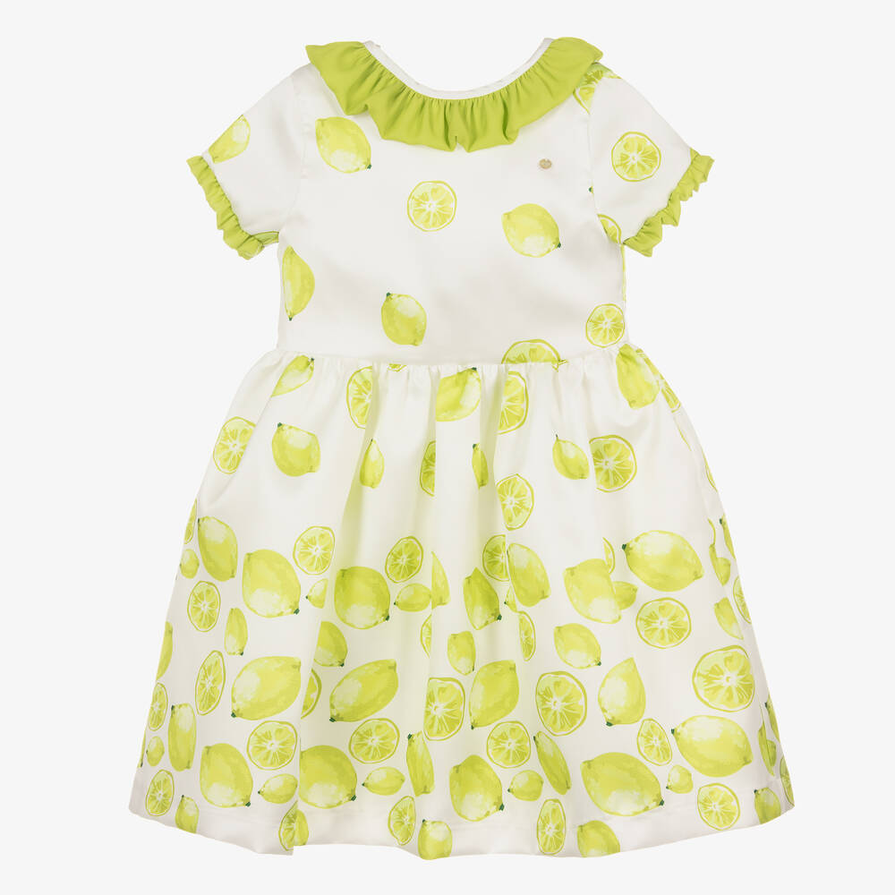 Piccola Speranza - Белое платье с зелеными лаймами | Childrensalon