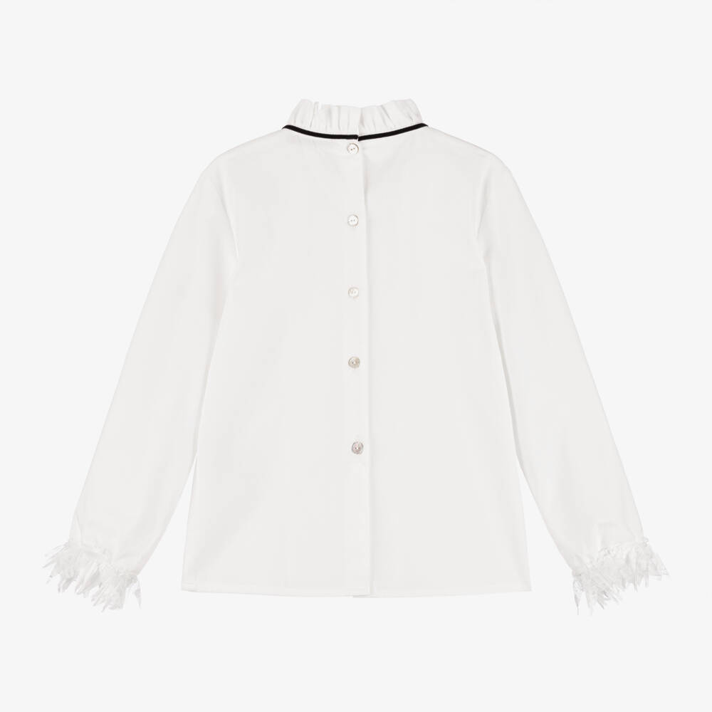 Piccola Speranza-بلوزة دانتيل وقطن لون عاجي | Childrensalon Outlet