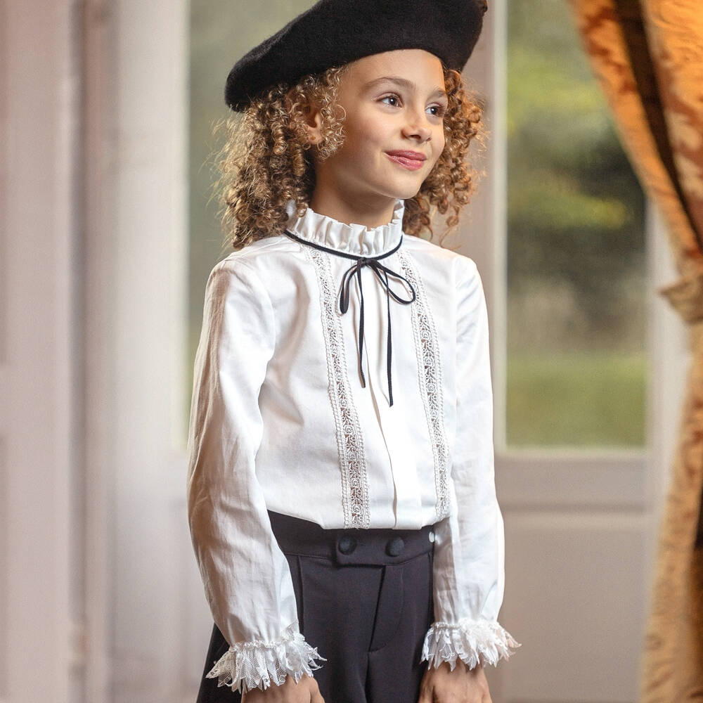 Piccola Speranza-بلوزة دانتيل وقطن لون عاجي | Childrensalon Outlet