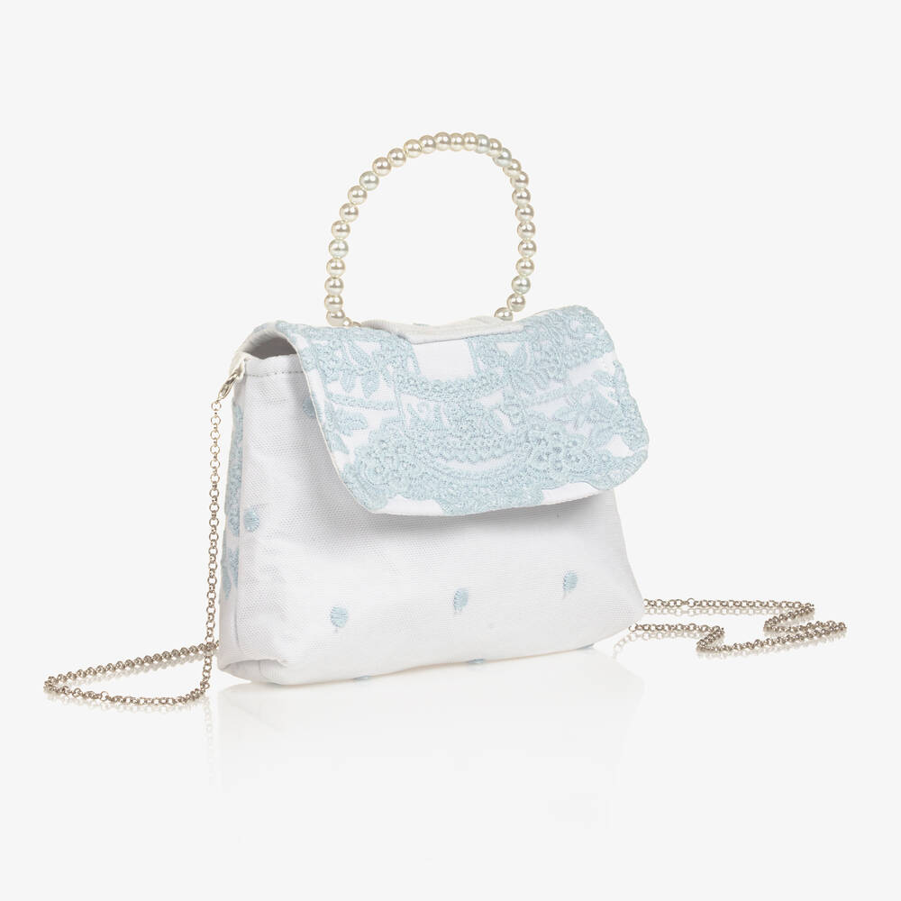 Piccola Speranza-Girls White Lace & Tulle Handbag (18cm) | Childrensalon Outlet