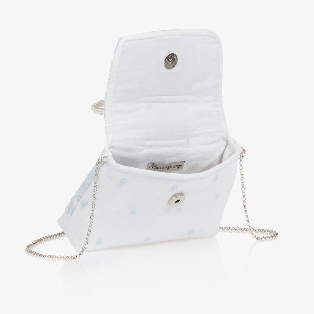 Piccola Speranza-Girls White Lace & Tulle Handbag (18cm) | Childrensalon Outlet