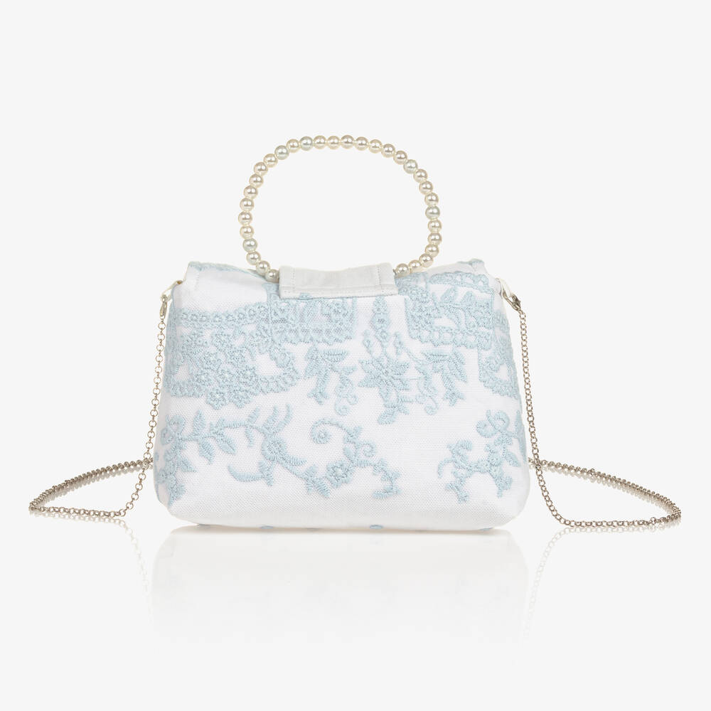 Piccola Speranza-Girls White Lace & Tulle Handbag (18cm) | Childrensalon Outlet