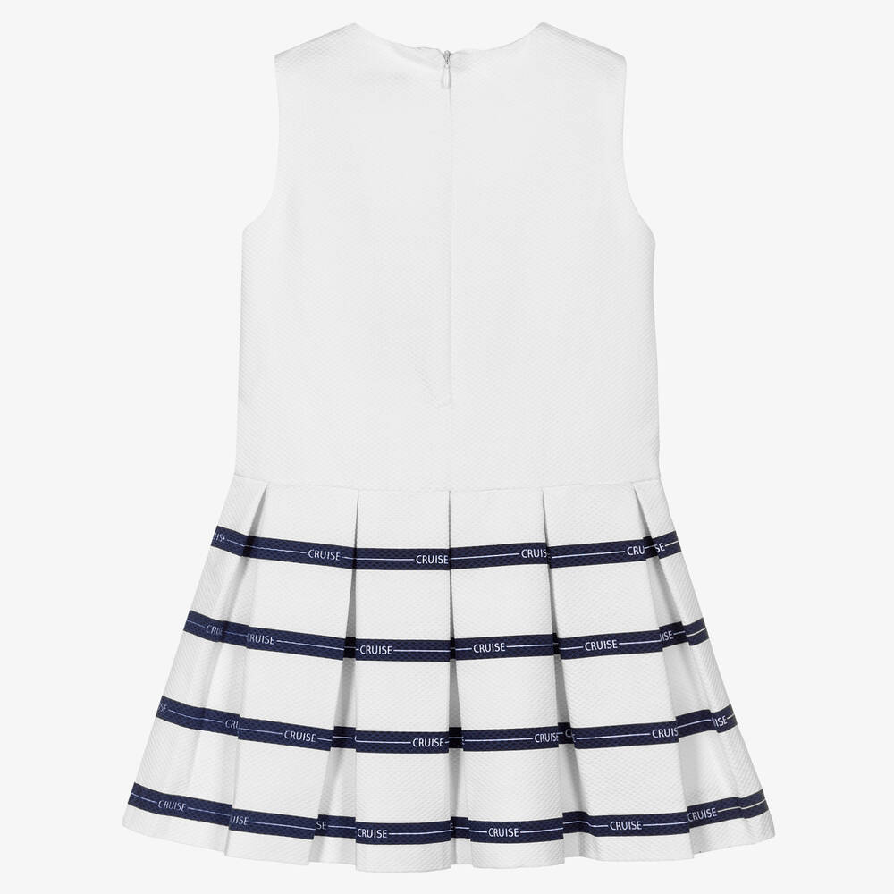Piccola Speranza-Girls White Nautical Cotton Dress | Childrensalon Outlet