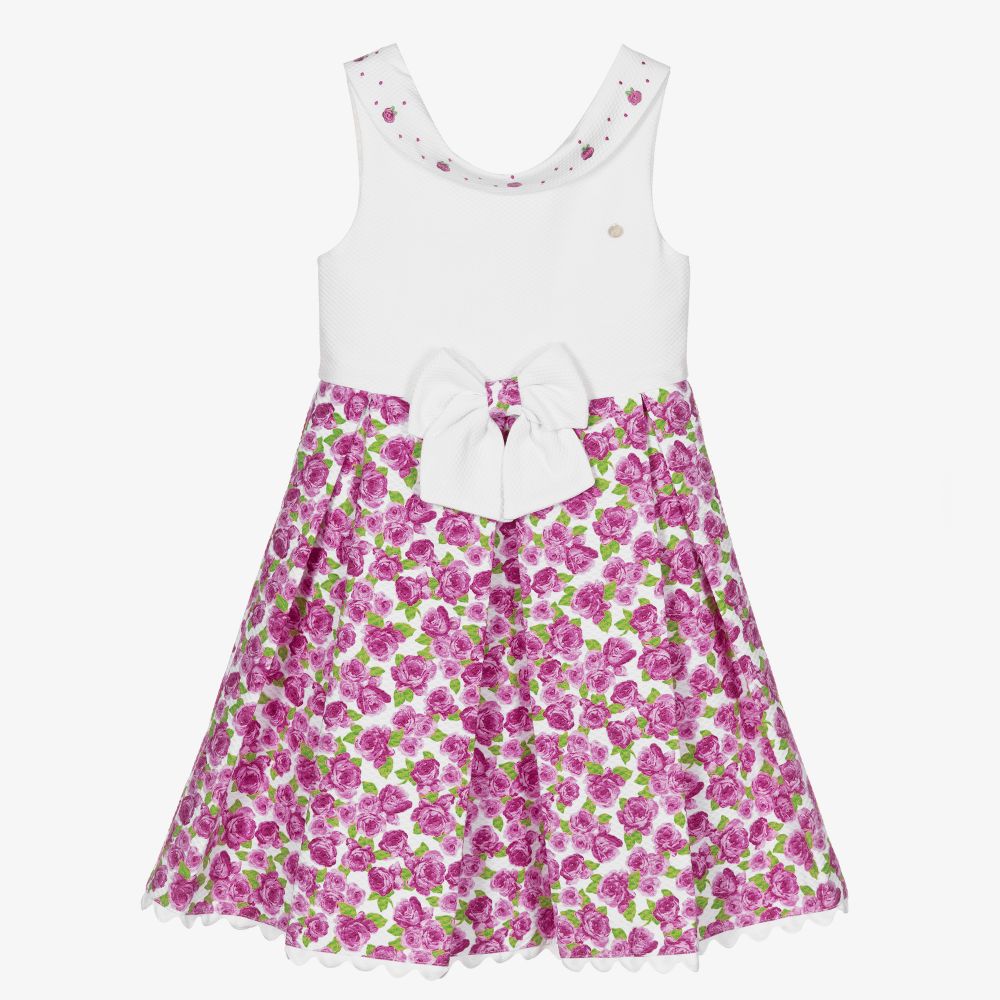 Piccola Speranza - Girls White & Pink Roses Dress | Childrensalon