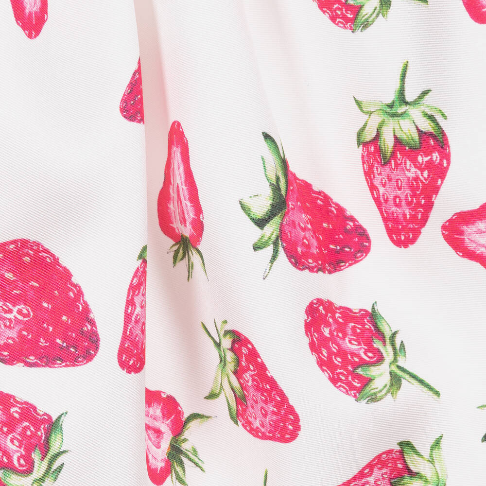 Piccola Speranza-Girls White & Pink Strawberry Dress | Childrensalon Outlet